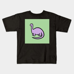 Lilac Dinosaur on Green Kids T-Shirt